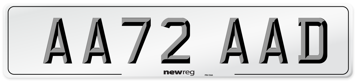 AA72 AAD Number Plate from New Reg